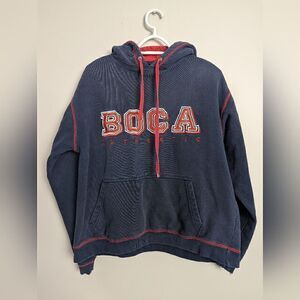 Vintage Boca Hoodie Navy and Red Size S Embroidered Logo
